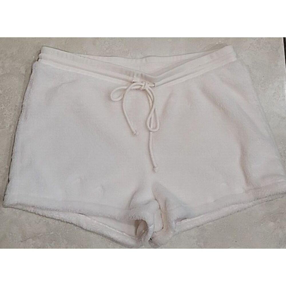 Old Navy womens faux fur‎ sherpa lounge shorts size medium ivory drawstring